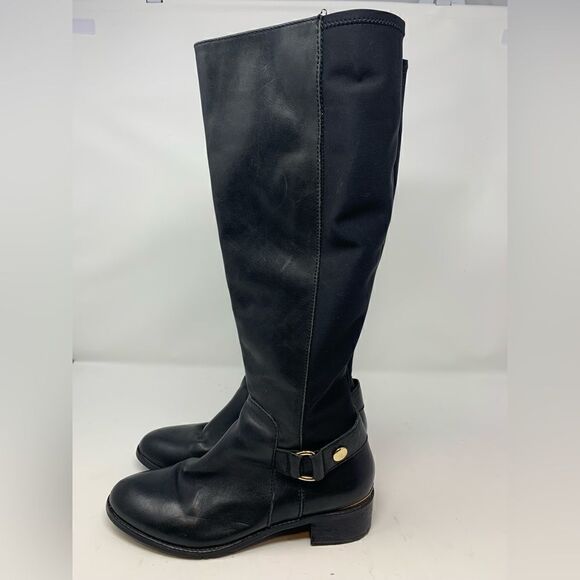 Steve Madden Ryder Black Leather Textile Riding Boot Size 8.5 - Picture 2 of 10